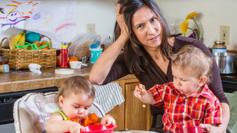 Stressed Out Mother with two kids