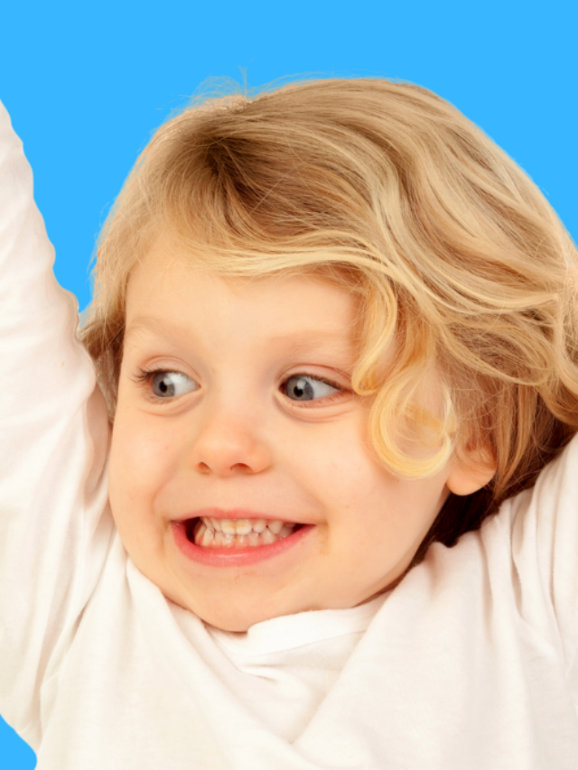 Small Blond Child Raising His Arms