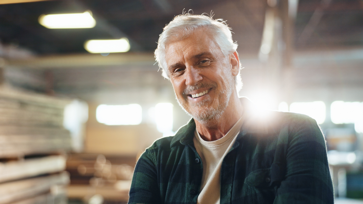 Portrait, mature and happy man easy ways to make money.