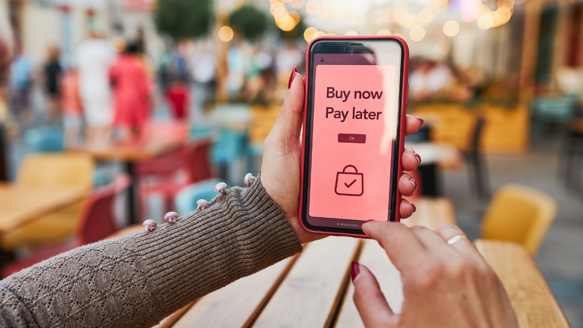BNPL Buy now pay later online shopping service on smartphone. Online shopping. Paying after delivery. Complete the payment after purchase at no added cost. Payment after credit check. Easy way to shop money borrowing apps.