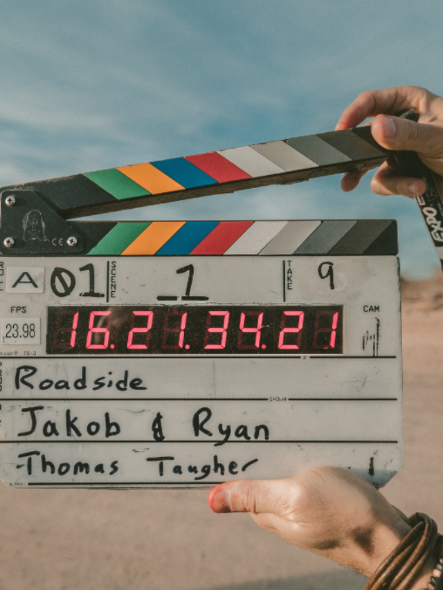 movie clapboard on roadside