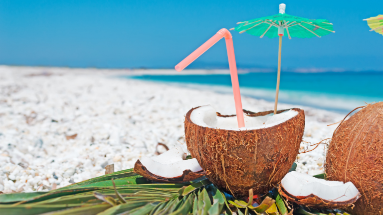 coconut drink on beach