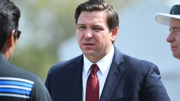 Florida Governer Ron DeSantis speaking with players during the opening event at the 2020 Arnold Palmer Invitational at Bay Hill in Orlando Florida on Wednesday March 4, 2020