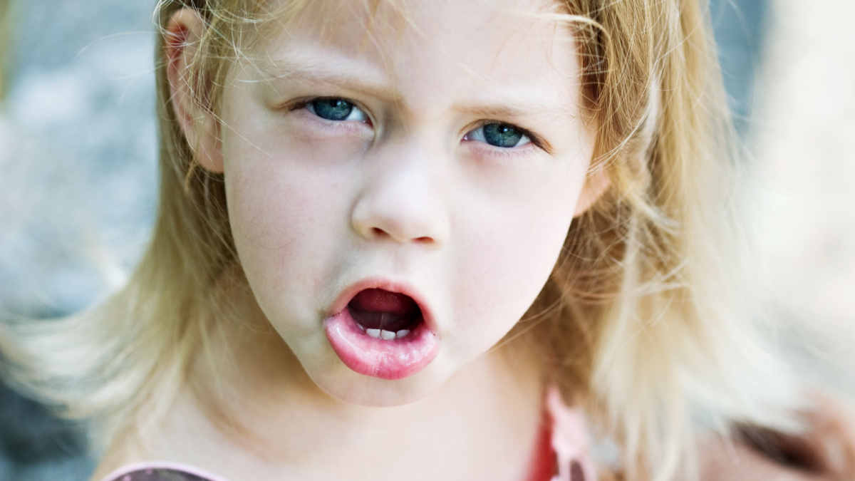 Angry child having a tantrum.