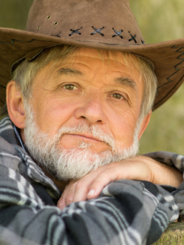 Old Man in a hat as a cowboy.