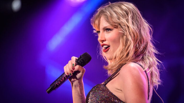 New York, NY, USA - December 13, 2019: Taylor Swift performs at the 2019 Z100 Jingle Ball at Madison Square Garden.