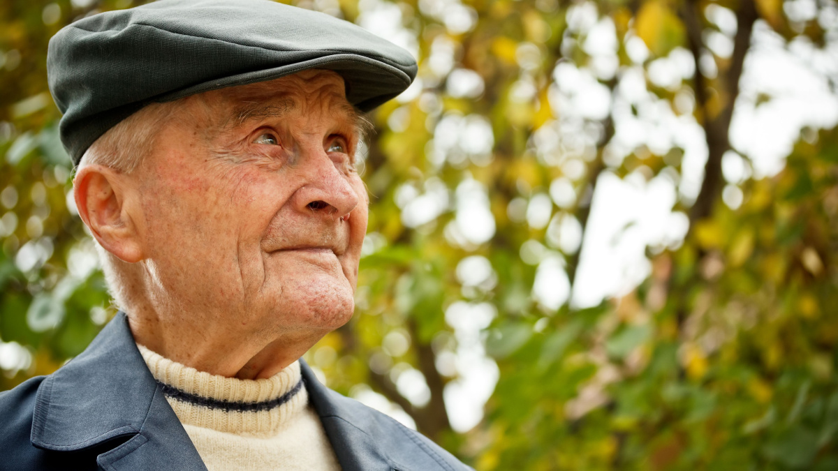 Elderly man portrait at outdoor shot