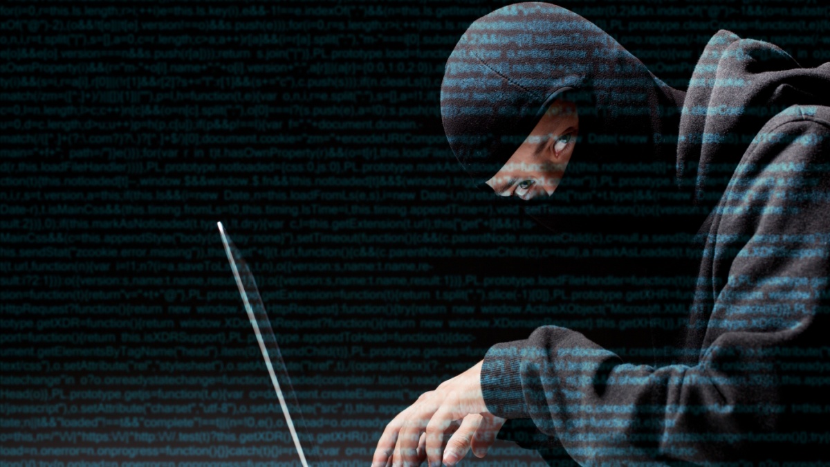 Hacker selects code to computer.