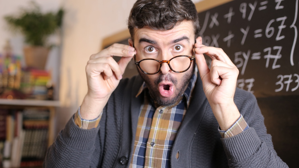 Teacher opening mouth in disbelief.