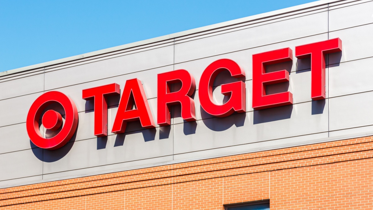 Chicago, United States - May 3, 2023: Target logo on a discount department store branch supermarket shop discounter in Chicago, United States.