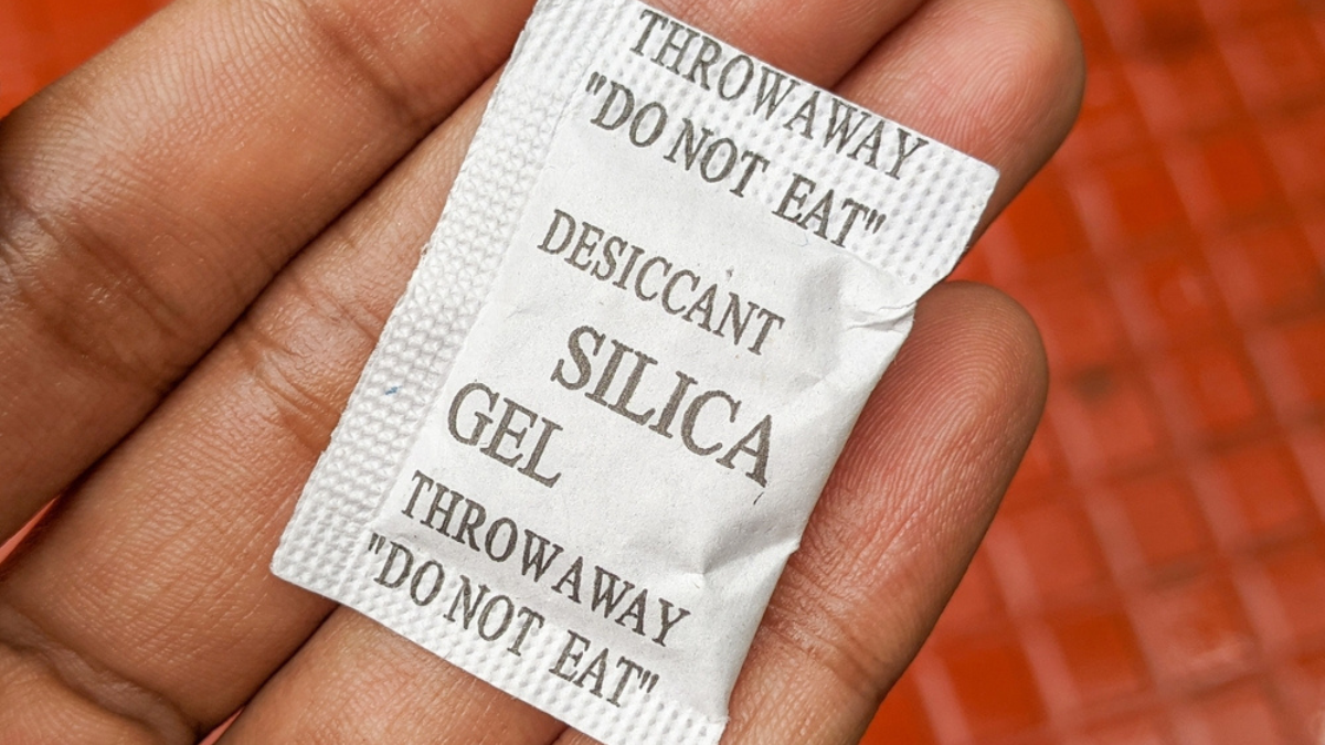 Silica gel is effective at regulating fluctuating moisture levels in a closed space because it is a desiccant.