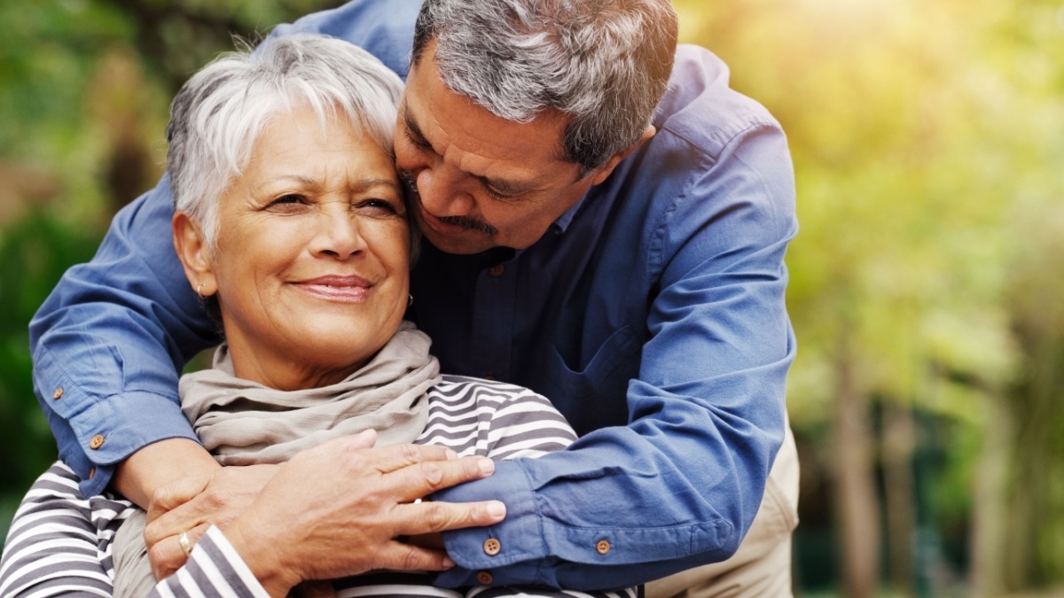 Having you around always makes me feel better. Shot of an affectionate senior couple spending some time together at the park.