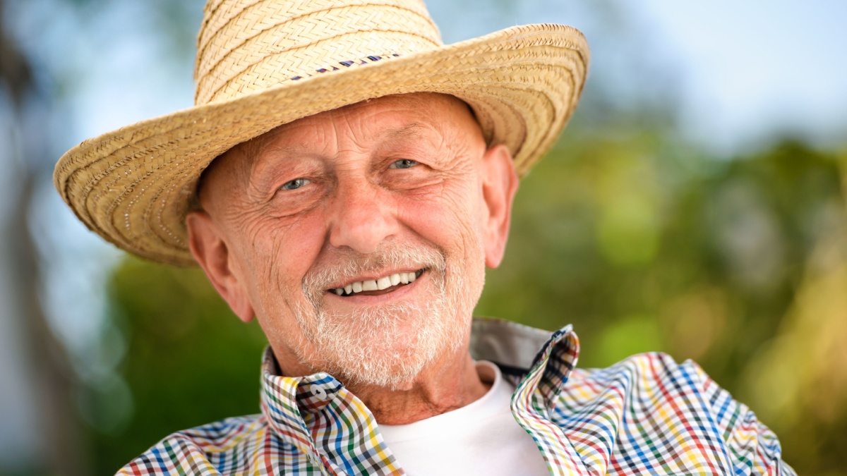 Portrait of senior man outdoors.