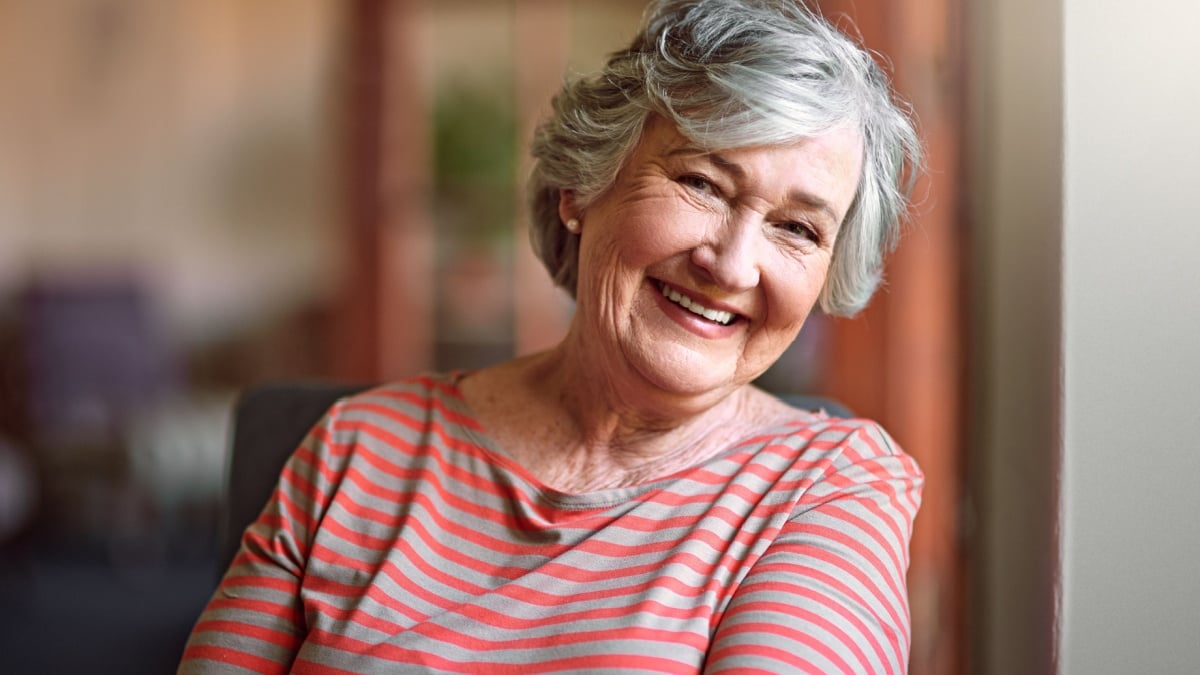 Shot of a senior woman relaxing at home.