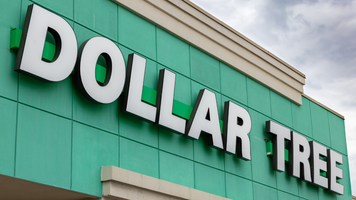 Toronto Canada, April 3, 2023; The Dollar Tree sign over the entrance to a discount store.