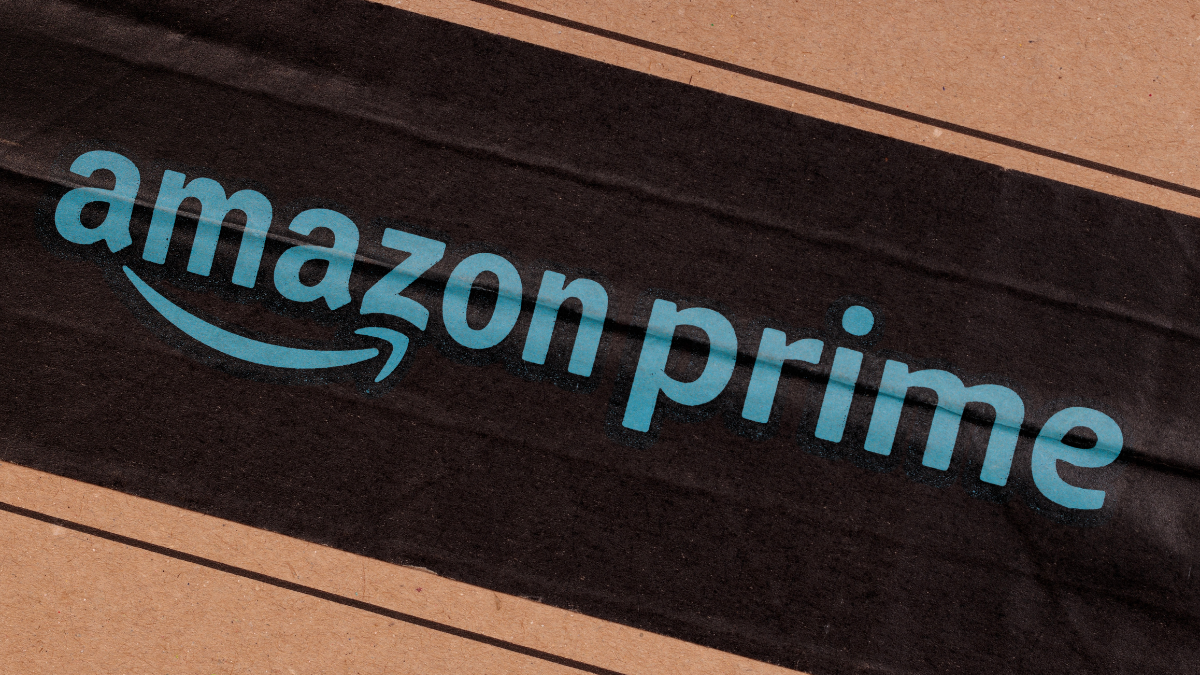 Leszno, Poland. 03 March 2024: Amazon Prime Logo on Cardboard.