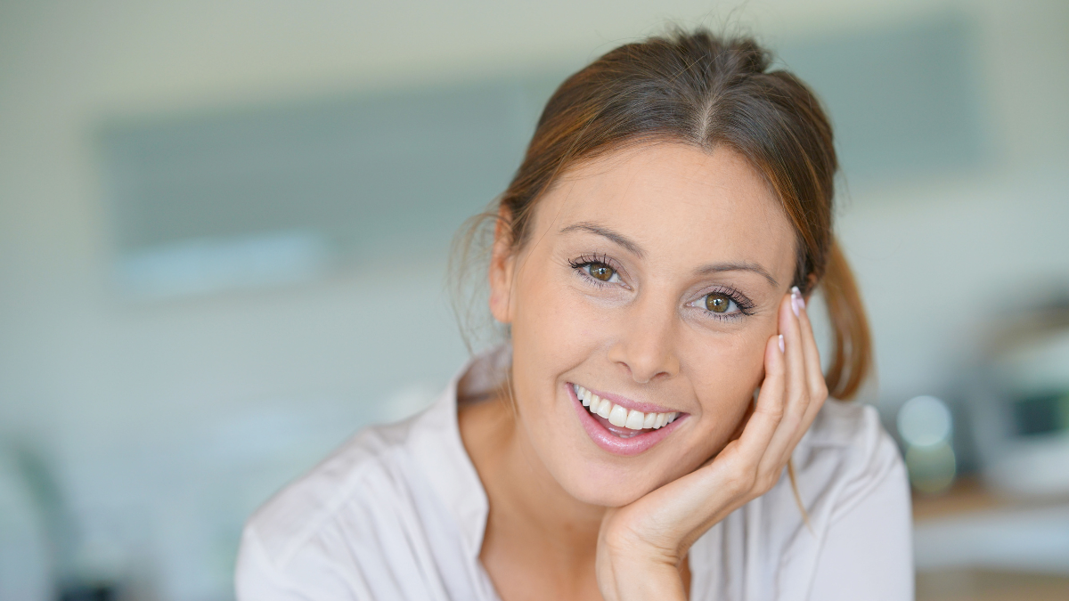 Portrait of beautiful woman relaxing at home.