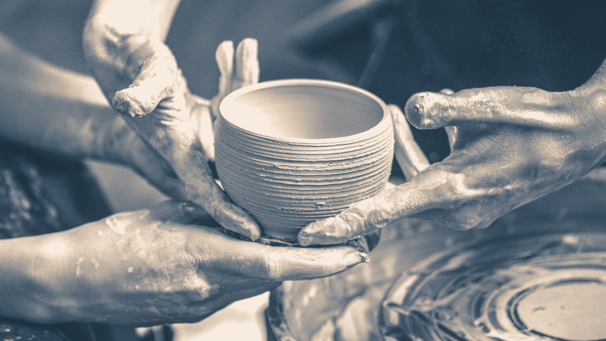 Old vintage photo. A raw clay pot in the hands of a potter. Workshop in the pottery workshop Check Your Antiques With These Valuable Pottery Marks.